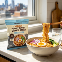 Nouilles Ramen Instantanées 200g Saveur Beurre de Cacahuète Non Frit, Marque Privée OEM, Vente en Gros, Fournisseur Asiatique