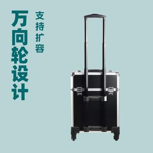 Valise de maquillage professionnelle noire, taille moyenne, avec roulettes pivotantes, verrouillable, extensible, boîte de rangement cosmétique pour artistes - Product Image 5