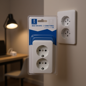 Prise 2 connecteurs ENCHUFE 5U, produit de sécurité électrique en plastique avec 2 connecteurs - Product Image 3