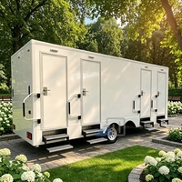 Remorque de toilettes mobile de luxe à 4 postes de toilette, norme américaine, avec climatisation et chauffage, à vendre