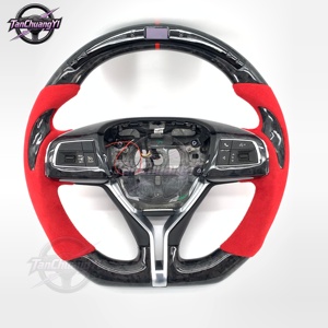 Volant de voiture en fibre de carbone avec éclairage LED, dessus plat, pour Ghibli 14-19/Quattroporte GTS 2013-2019 - Product Image 1