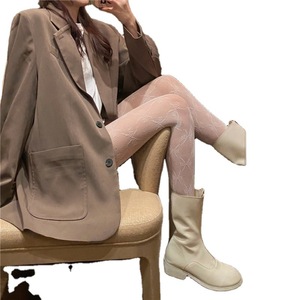 Women's Black <b>Fishnet</b> Pantyhose With Bow Pattern Sheer Thin Cotton Tights For Autumn Japanese Style - Product Image 5