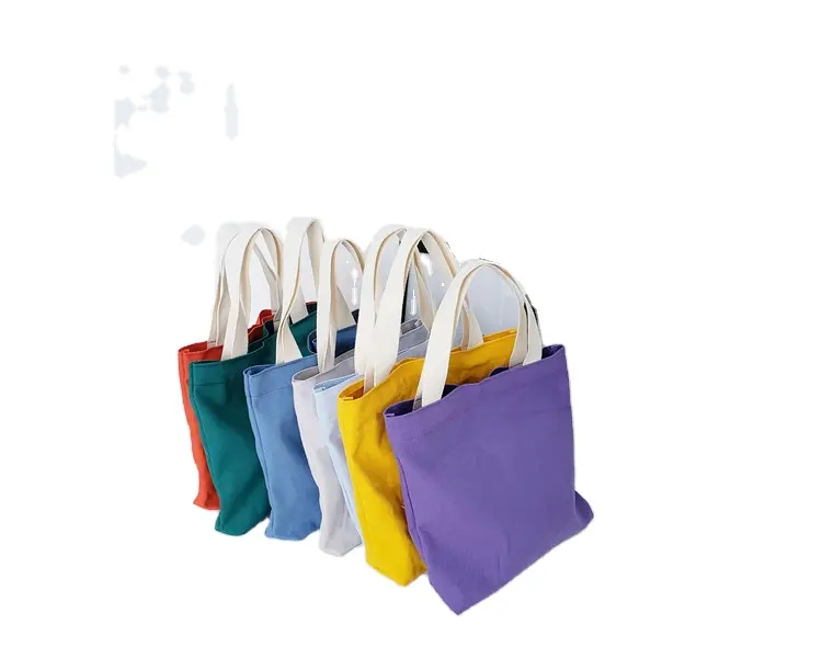 Borsa da pranzo in tela di cotone mini colorata all'ingrosso borsa tote di tela piccola