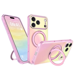 Custodia per <span class=keywords><strong>iPhone</strong></span> 18 Pro Max/17 Pro/16/15 Pro con supporto girevole a 360° effetto <span class=keywords><strong>arcobaleno</strong></span> e ricarica wireless - Product Image 5