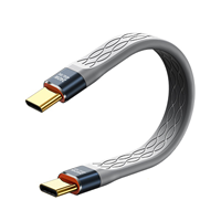 Kabel Pengisian Cepat 240w TPE 40Gbps 8k60HZ Kabel Pipih Kabel Pendek USB 4.0 Kabel Data untuk Power Bank/Ponsel