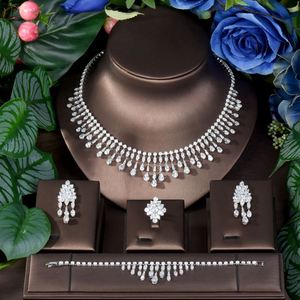 HIBRIDE Luxury Necklace 4 Piece Jewelry Sets for Women Wedding Cubic Zircon Africa Dubai <b>Bridal</b> Jewelry Accessories N-1727 - Product Image 2