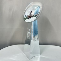 Trophée de football américain en résine argentée brillante, coupe de championnat de rugby pour le gagnant du tournoi, cadeau commémoratif