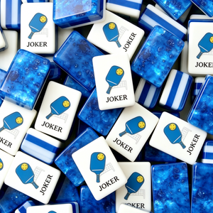 Fichas de Mahjong Azules y Rosas con Brillo, Efecto Marmoleado de Lujo, Fichas de Mahjong Acrílicas con Remolinos Finos y Acabado Brillante - Product Image 4