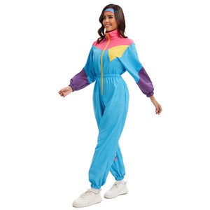 Chándal Retro para mujer, ropa deportiva azul de secado rápido estilo años 80 y 90 para baile, aeróbic, esquí - Product Image 3