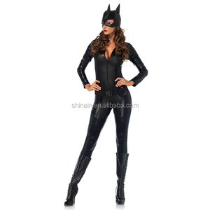 Tuta Intera Nera da <span class=keywords><strong>Donna</strong></span> all'Ingrosso, Costume per Halloween, Tuta Sexy <span class=keywords><strong>in</strong></span> Finta <span class=keywords><strong>Pelle</strong></span> da Catwoman - Product Image 2
