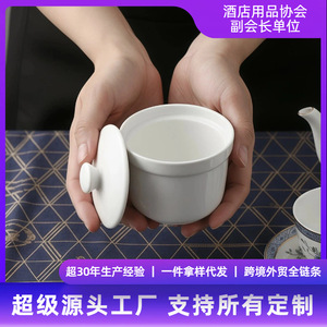 หม้อเซรามิกสำหรับตุ๋นซุป สีขาว ทนความร้อน พร้อมฝาปิด สำหรับทำอาหารและเสิร์ฟซุป - Product Image 5