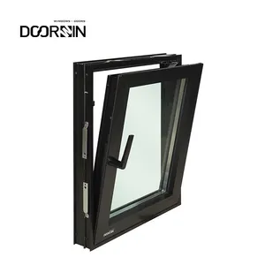 نوافذ من Doorwin حديثة موفرة للطاقة مزودة بفتحات مائلة ونوافذ مزدوجة مزودة بجزء شفاف مقاومة للرياح وعازلة للحرارة من الألومنيوم