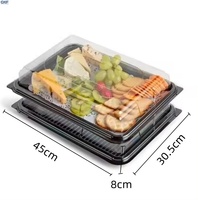 Boîte à repas jetable en plastique PET transparent scellé, style croissant, pour grands plateaux de fête écologiques