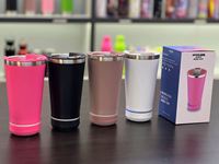 Verre à bière en acier inoxydable 16 oz avec mini-haut-parleur Bluetooth, personnalisable avec logo, indispensable pour les voyages, les fêtes et les événements en plein air