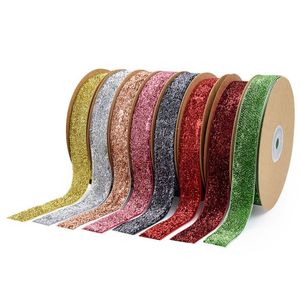 <span class=keywords><strong>Cinta</strong></span> de Terciopelo de Poliéster Brillante de 25 mm, sin Elástico, en Dorado y Plateado, <span class=keywords><strong>para</strong></span> Decoración Navideña y Manualidades - Product Image 2