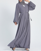 Robe musulmane en tissu personnalisée pour femmes Abaya ouverte avec manches ballon ornées de perles
