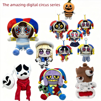 Poupée Clown en Peluche d'Halloween avec Chapeau à Deux Cornes, Chemise Rayée, Grands Yeux Ronds, Figurine en Peluche pour Soulager le Stress