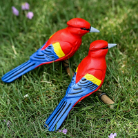 Ornements d'oiseaux rouges sculptés en bois, artisanat d'oiseaux tucans en bois, décorations de bureau et de maison, ornement animal oiseau rouge