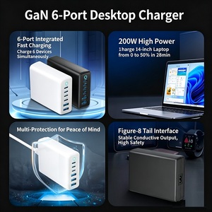 <span class=keywords><strong>Cargador</strong></span> de Escritorio GaN de 200W con 6 Puertos, Carga Rápida PD QC SCP, Multiprotocolo, USB <span class=keywords><strong>Tipo</strong></span> C para MacBook, iPhone, <span class=keywords><strong>Huawei</strong></span>, Xiaomi - Product Image 5