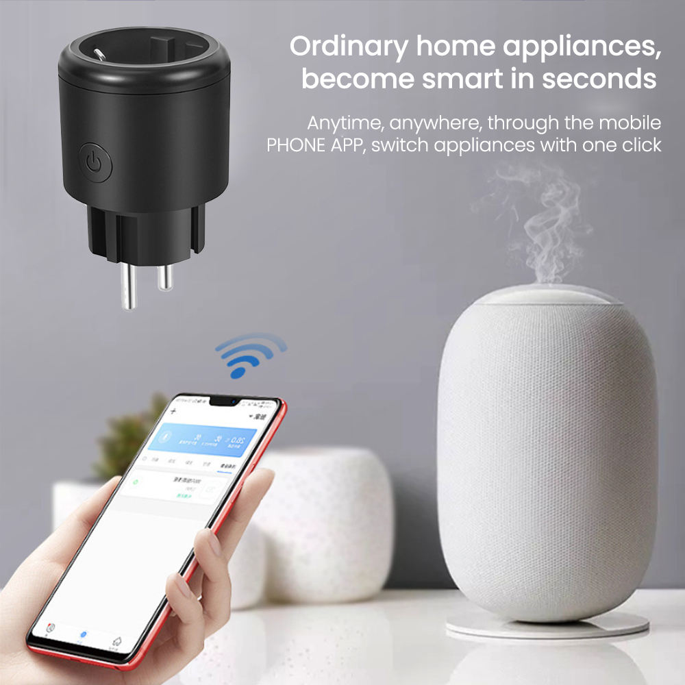 HONPNK 16A EU Energy Monitor Voice Control Wireless Remote Timer Google Complies Wifi Smart Power Socket Plug EU Standards Bar