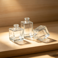 Flacon diffuseur carré en verre transparent de 100 ml, durable, rechargeable et étanche, pour huiles essentielles