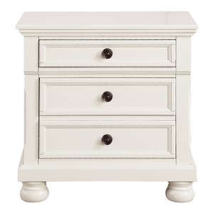 White Finish Nightstand With Bun Feet And Hidden <b>Drawer</b> Casual Transitional Bed <b>Side</b> <b>Table</b> - Product Image 2