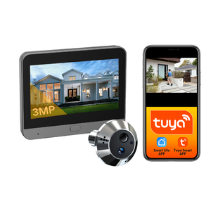Tuya Smart Life WiFi 3MP batterie visionneuse porte numérique Audio 2 voies Vision nocturne anneau <span class=keywords><strong>sonnette</strong></span> caméra appartement - Product Image 1