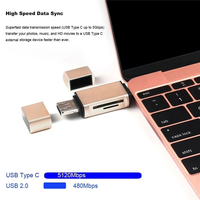 Adaptador OTG inteligente, lector de tarjetas de memoria, Micro USB tipo C SD TF, lector de tarjetas de teléfono móvil