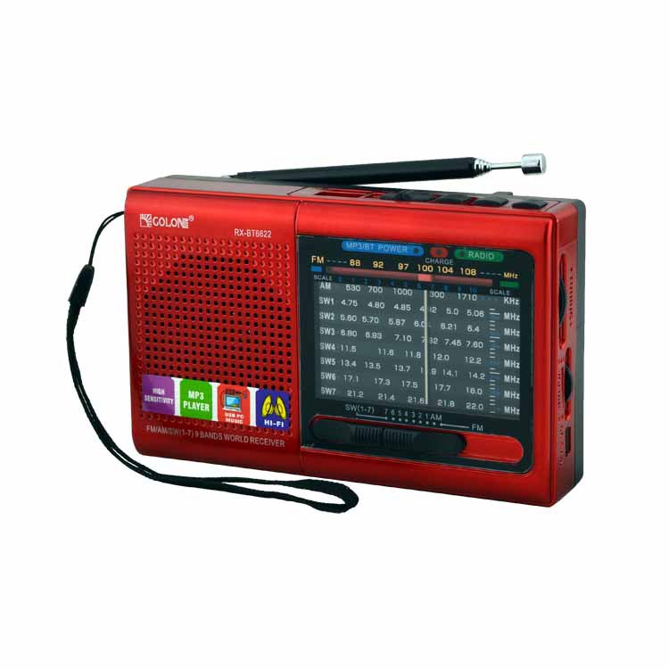 Radio de bolsillo portátil FM AM SW, 1-9 bandas, Manual de diente azul para el hogar, minialtavoz USB