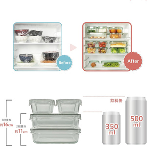 ชุดกล่องเก็บอาหารแก้ว 7 ชิ้น ปลอดสาร BPA เทคโนโลยีการกดปิดฝาแบบพิเศษ ใช้กับไมโครเวฟได้ ฝาปิดแก้วเป็นมิตรกับสิ่งแวดล้อม เหมาะสำหรับการเดินทางและเตรียมอาหาร - Product Image 2