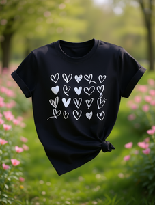 T-shirt da donna casual a maniche corte con scollo rotondo e motivo a cuore di San Valentino, leggera, 100% cotone, regalo per l'estate e la primavera - Product Image 2