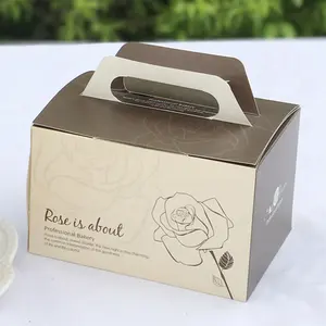 Пищевая упаковка заказной размер коробки для торта оптовая продажа свадебный торт подарок бумажная коробка для гостей с ручкой