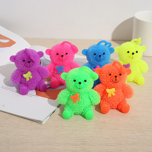 ตุ๊กตาหมียางนุ่มแบบเป่าลม มีไฟกระพริบ บีบเล่นคลายเครียด ของเล่นบีบระบายอารมณ์ - Product Image 1