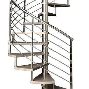 decorative indoor wooden spiral staircase used laminate stair treads and luxury wooden handrail stairs