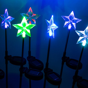 Lampes solaires LED en acrylique Hongyixuan en forme d'étoile pour jardin, imperméables, pour pelouse, allée, décoration paysagère extérieure - Product Image 2