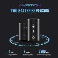 Batterie de rechange rechargeable sans fil pour machine à tatouer, alimentation numérique sans fil pour tatouage avec câble de charge pour Ambition