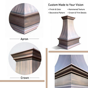 Handgefertigte Maßanfertigung Gebürstete Antik-Kupfer Dunstabzugshaube Glockenform für Luxuriöse Landhausküchen im Französischen Stil - Product Image 6