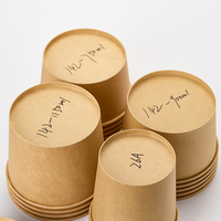 Bol à soupe en papier kraft brun écologique avec couvercle, récipient alimentaire jetable étanche, bol à salade en papier à emporter, vente en gros