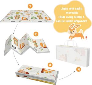Tappetino da gioco pieghevole per bambini da 200cm * 180cm per bambini che striscia e cammina Anti-goccia di morbida tovaglia e tappetino da Picnic - Product Image 3
