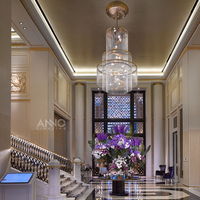 Lustre contemporain en cristal K9 ANNO, lustre personnalisé pour hall d'escalier
