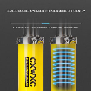 Cxwxc ปั๊มจักรยานแบบพกพาปั๊มเท้าเหยียบพื้นปั๊มลมจักรยานมินิปั๊มเท้าพร้อมมาตร<span class=keywords><strong>วัด</strong></span>แสดงผลคริสตัลเหลว - Product Image 5