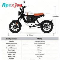 Moto électrique longue portée Apexjoy TROMOX-M03Q, autonomie de 70 km, 1200W, 48V30Ah, 49 km/h, contrôle par application, GPS, antivol, fabriqué en Chine