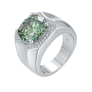 GRA鑑定書付き 5カラット ブリリアントカット 本物ダイヤモンドパス ダークグリーン モアッサナイトメンズリング ウェディングギフト - Product Image 4