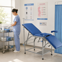 Mesa de Exploración Ginecológica de Acero Inoxidable para Hospital, Cama de Partos Manual Ajustable con Colchón Impermeable para Uso Clínico, Certificación CE