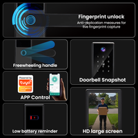 Serrure Intelligente Vidéo-Parlophone avec Déverrouillage par Empreinte Digitale, Contrôle par Application et Mot de Passe via l'Application Tuya - Alliage d'Aluminium pour Portes en Bois, Grade C