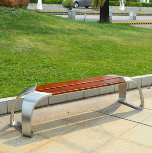 Banc de patio en bois extérieur commercial Support en acier inoxydable fort 150cm de longueur Banc de meubles publics urbains Salle de sport - Product Image 3