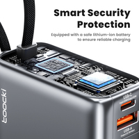 Toocki 3-en-1 65W Power Bank 20000mAh Capacité et câble intégré de 2m pour charge simultanée de téléphone portable