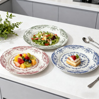 Assiette en céramique peinte à la main de style nordique, compatible lave-vaisselle et micro-ondes, idéale pour le thé de l'après-midi, la restauration occidentale, les gâteaux, les fruits et l'usage domestique