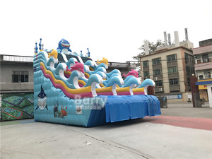 Ticari su parkı köpekbalığı şişme havuz slaytlar inground havuzları için pvc sıçrama büyük şişme yüzme havuzu su kaydırağı - Product Image 5