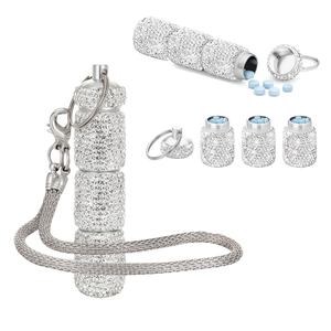 Custodia per pillole portapillole portapillole portatile portatile con strass impermeabile piccolo portapillole portachiavi - Product Image 1